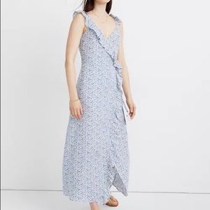Madewell daisy white & blue floral wrap dress NWT size 8